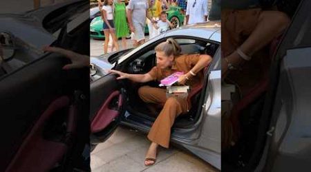 Happy lady boss getting out her Ferrari at Monte Carlo Casino #billionaire #monaco #luxury#lifestyle