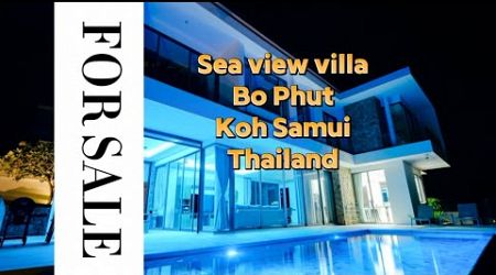 Overview of SEA VIEW three-bedroom villa for SALE, Bo Phut, Samui, Thailand. Price 646 000$.