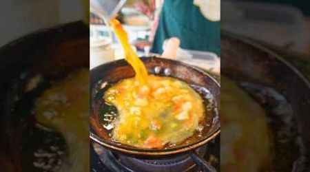 Amazing Grandma Making Thai Style Omelet at Bangkok Street Food Thailand