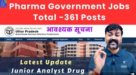 Pharma Government Jobs Total -361 Posts | UPSSSC Junior Analyst Drug Syllabus Out &amp; UPSSSC Exam Book