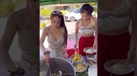 Beautiful 2 Lady Selling Noodles on Food Truck -Thai Street Food