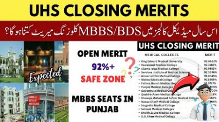 UHS Expected Government Medical Colleges Closing Aggregates Merits MBBS/ BDS Total Seats in Punjab