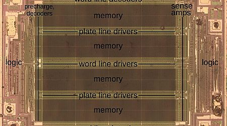 Inside a 1999 Ramtron Ferroelectric RAM Chip