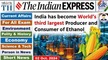 2 October 2024 | Indian Express Analysis | Daily Current Affairs | The Hindu News Analysis |PIB News