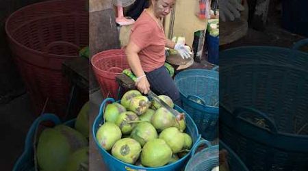 Hard Working Woman! Thai Lady Coconut Cutting Skills - Fruit Cutting Skills