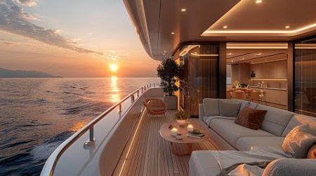 Sunset Jazz Music | Ocean Waves &amp; Relaxing Melodies on a Luxury Yacht