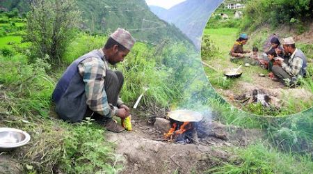 Village Bliss lifestyle | dharme brother cooks noodles in the farm field | rural Nepal @ruralnepall