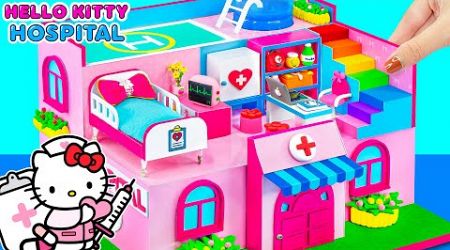 Building Mega Pink Miniature Hospital and Doctor Set, Medical Kit use Cardboard, Polymer Clay