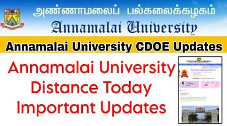 Annamalai University Distance Education Very Important Updates 