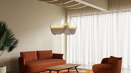 Moooi’s New Geometric Drape Light Utilizes a 3D-Knitted Shade