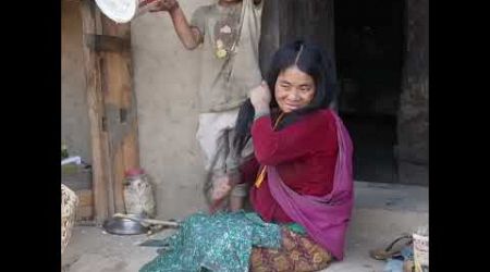 poor family in village. building lifestyle hardly ever. Cooking best meal for kids by Strong mom