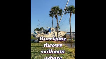 Hurricane throws sailboats ashore. #seaboat