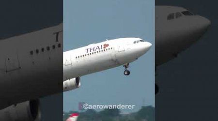 THAI AIRWAYS A330 takeoff at Bangkok Airport #shorts #aviation #a330 #takeoff #plane #bangkok