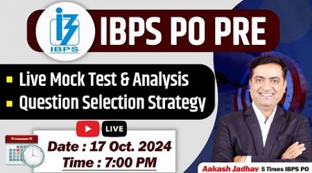 IBPS PO Pre || Live Mock Test &amp; Analysis || Aakash Jadhav