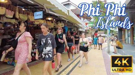 Phi Phi Islands Phuket Thailand Walking Tour 【4K, 60fps】جزر في في تايلاند - island koh phi phi