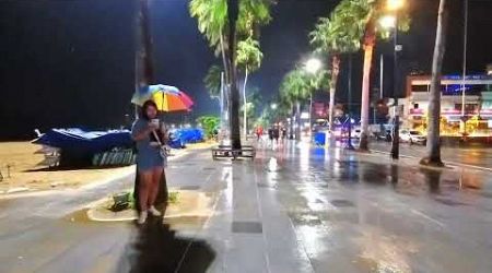 Pattaya Beach Road in the evening with rain - October 18, 2024