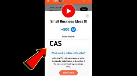 Small Business Ideas!!! Cats Code | Small Business Ideas cats video code today 19-20 october