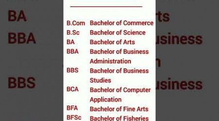 Degree Courses and their Full Forms #degreecourses #upac #motivation #education #gkquiz