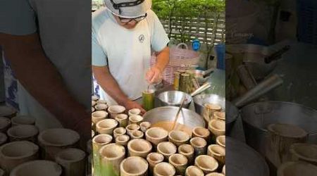 So delicious! Traditional sticky rice in bamboo - Street Food Thailand.