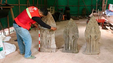 Cambodian archaeologists discover centuries-old statues at Angkor