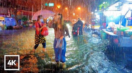 [4K] Walking in Super Heavy Storm | Extreme Heavy Rain and Intense Thunder &amp; Lightning Hit Bangkok