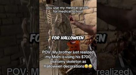 Mom Uses Medical Student Son&#39;s Skeleton For Halloween Decoration