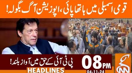 Important Personality in favor of PTI | Shock To Govt | News Headlines | 08 PM | 04 November 2024