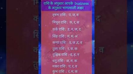 राशि के अनुसार आपके business के अनुसार भाग्यशाली अक्षर #astrology #jyotish #rashi #shorts 