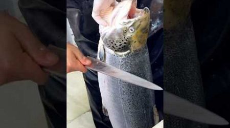 Big Salmon Cutting in Thailand #food #seafood #salmon #japan