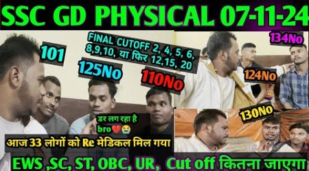 SSC GD 2024 MEDICAL interview ST, SC Cut off || 07 November 2024 || SSC GD cut off Jharkhand MP, UP