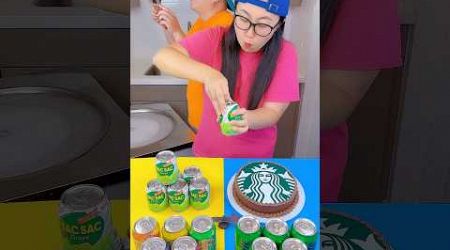 Starbucks cake vs popular drinks ice cream challenge!