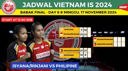 Jadwal Final Vietnam International Series 2024 Day 6 ~ Isyana/Rinjani vs Philipine