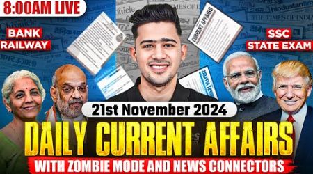 Live Current Affairs: 21st November 2024 | Government Exam Preparation with Kush Sir | Yes Officer