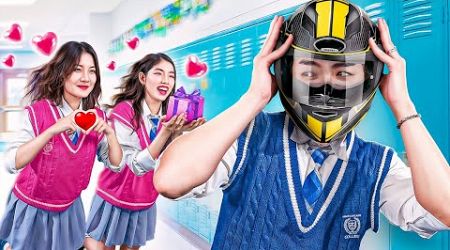 Popular Boy WEARS HELMET To AVOID GIRLS! Nobody Has Seen My Real Face!