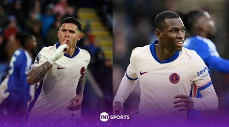 Nicolas Jackson &amp; Enzo Fernandez react after both score to seal Chelsea&#39;s win against Leicester 