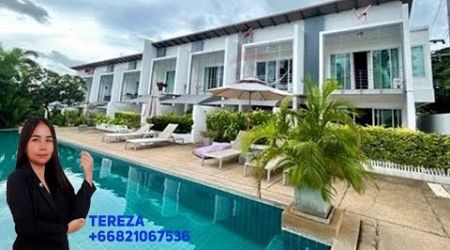 Freehold fully-furnished 2-bedroom townhouse corner unit with swimming pool view in Bophut, Samui.