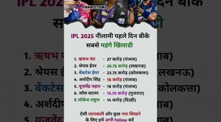 IPL 2025 नीलामी पहले दिन बीके सबसे खिलाड़ी #ipl #motivation #business #shorts