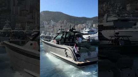 The @lekkerboats 44 maneuvering in Port Hercules during the 2024 Monaco yacht show 