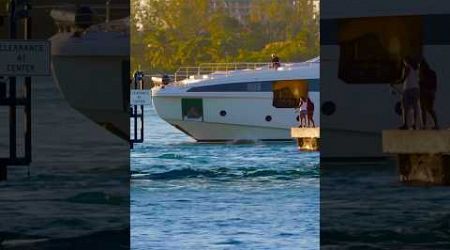 2022 Azimut 32 Metri Ultra Luxury yacht passing the Haulover Inlet