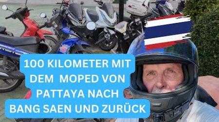 Rentner aus Pattaya. Alter Mann fährt mit Moped von Banglamung bis Bang Saen und wieder zurück. 