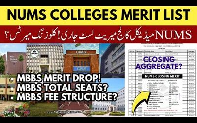 NUMS MBBS Selection Merit Lists | Army Medical College Closing Aggregates, Fee Structure &amp; Seats