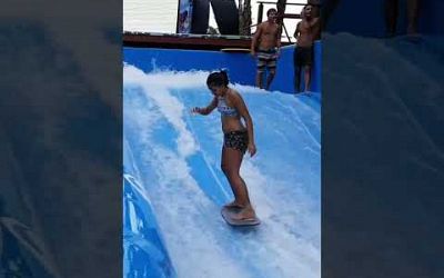 Deena Pro Flowboarder FlowRider Double Surf Machine - Columbia Pictures Aquaverse Pattaya Thailand