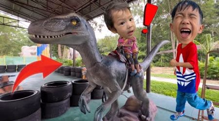 ขี่่ไดโนเสาร์ตัวใหญ่ เลี้ยงหมูแคระ ที่ Pattaya Dinosaur Kingdom | พี่โฟล์คและน้องแฝด