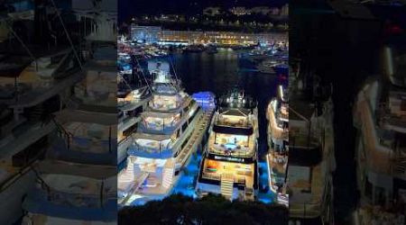 Monaco Yacht Show at night 