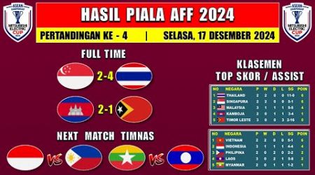 Hasil Piala AFF 2024 Hari Ini - Singapura vs Thailand - Klasemen Piala AFF 2024 Pekan Ke 4