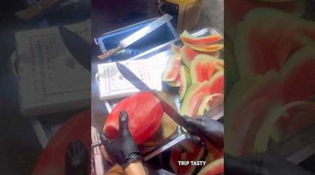 So Tender &amp; Juicy Fresh watermelon- Fruit cutting skills in Bangkok