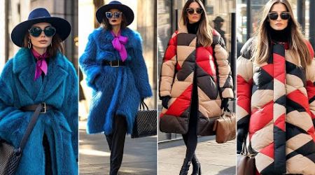 Winter Street Fashion from Milan, December 2024. Stunning street style trends worn by Italians