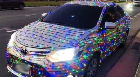 Russian fined for Christmas lights on car