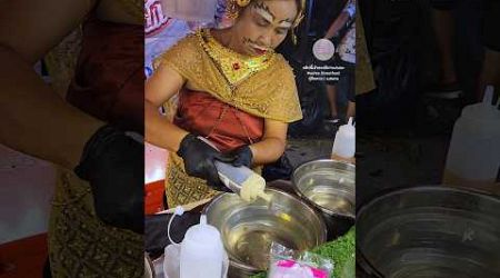 Fruit-colored jelly mixed with fresh milk in Thailand #streetfood #Shorts