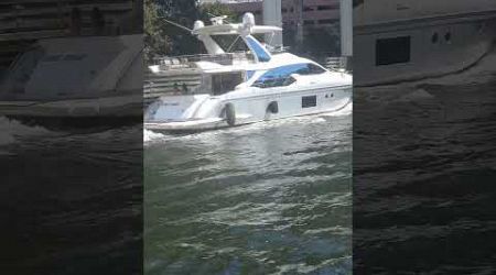 Large Loud Silver Yacht on the Miami River by Chit Flix